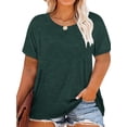 thumbnail image 1 of Frontwalk Women Summer T Shirts Short Sleeve Plus Size Tops Basic T-shirt Ladies Lounge Tee Oversized Tunic Peacock Green 5XL, 1 of 2
