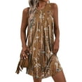 thumbnail image 1 of Frontwalk Women Summer Tank Dresses Floral Print Beach Sundress Casual Sleeveless Crew Neck Short Mini Dress Khaki XL, 1 of 2