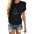 thumbnail image 1 of Frontwalk Women Summer Tops Cat Dog Print T Shirt Short Sleeve Pullover Ladies Casual Tee Crew Neck Tunic Blouse Black S, 1 of 2