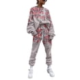 thumbnail image 1 of Frontwalk Women Sweatsuits Elastic Waist Tracksuit Set Pocket Jogger Sets Ladies Soft Sweatshirt And Sweatpant Solid Color Two Piece Outfit #02 XL, 1 of 2