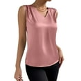 thumbnail image 1 of Frontwalk Women T Shirts Satin Silk Summer Top V Neck Tank Tops Ladies Casual Vest Sleeveless Pink M, 1 of 6