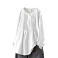 thumbnail image 1 of Frontwalk Women T-shirt Crew Neck Blouses Pleated Tops Ladies Loose Pullover Long Sleeve Tunic Blouse White M, 1 of 2