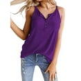 thumbnail image 1 of Frontwalk Women Tank Tops Sleeveless T Shirts Button Summer Top Beach Bohemian Blouse Solid Color Tee Purple M, 1 of 3