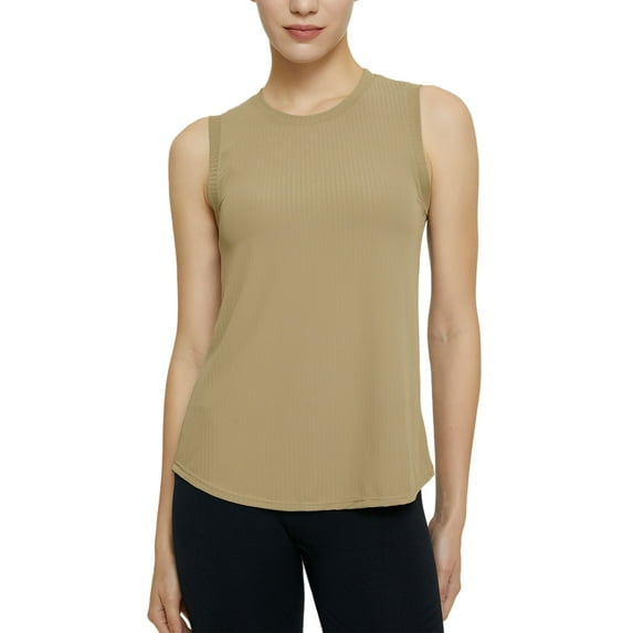 Frontwalk Women Tank Tops Sleeveless Vest Workout Top Ladies Racerback Tee T Shirt Apricot L