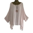 thumbnail image 1 of Frontwalk Women Tee Solid Color T-shirt Dolman Sleeve T Shirt Loungewear Loose Basic Top Crew Neck Tunic Blouse Pink 2XL, 1 of 2