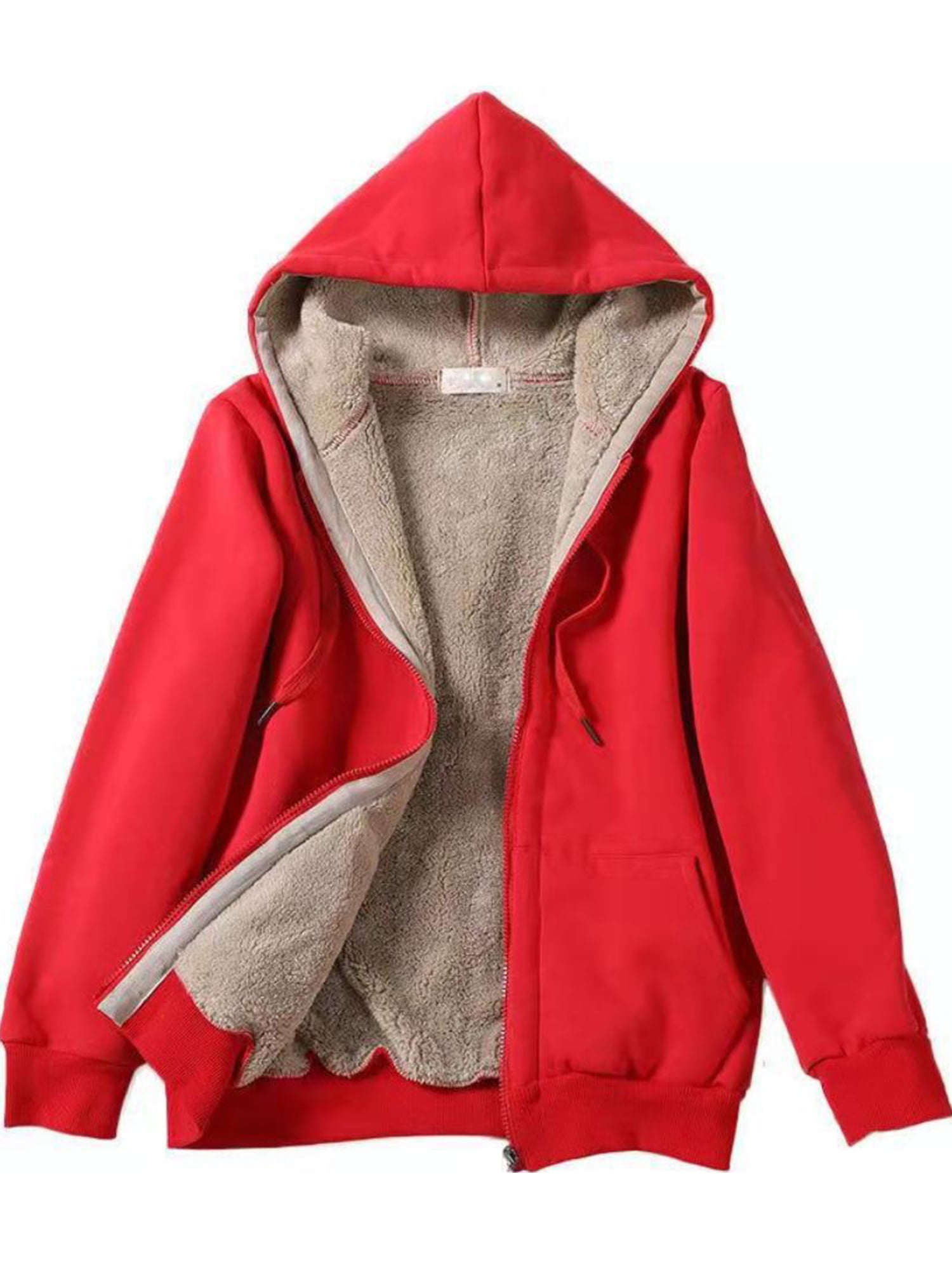 Frontwalk Women Thicken Cardigan Outwear Solid Color Fluffy Coat Full ...