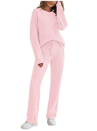 Frontwalk Women Sweatsuits Long Sleeve Two Piece Outfit Athletic Jogger  Hooded Sweatshirts And Pants Tracksuit Sets Pink L