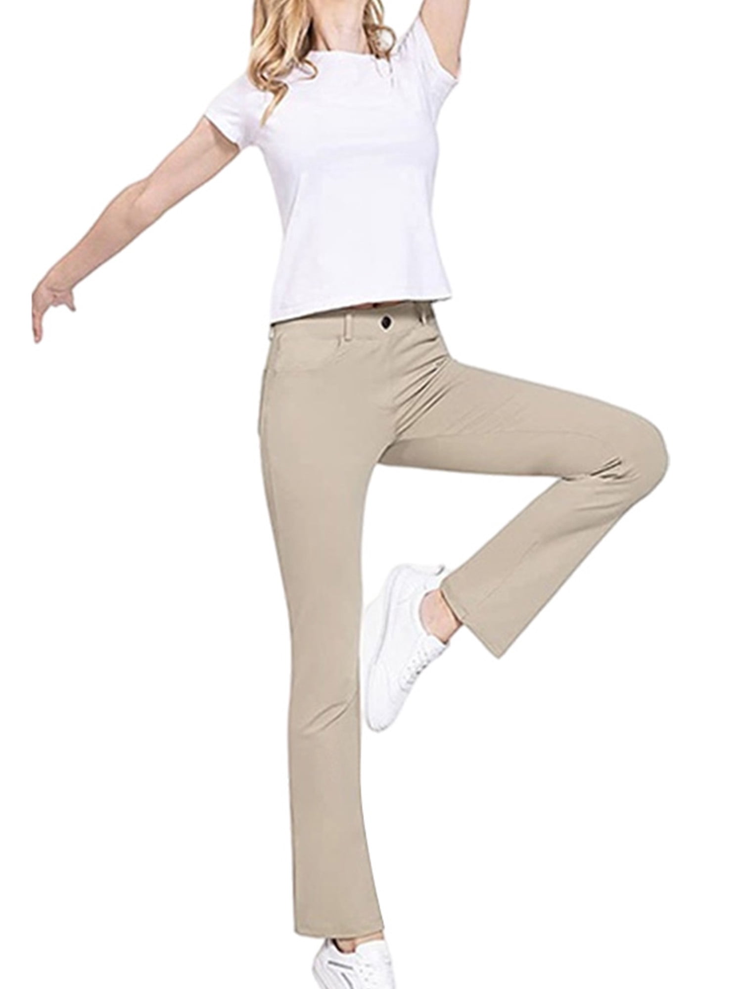 Frontwalk Women Trousers High Waist Business Pants Straight Leg Flared
