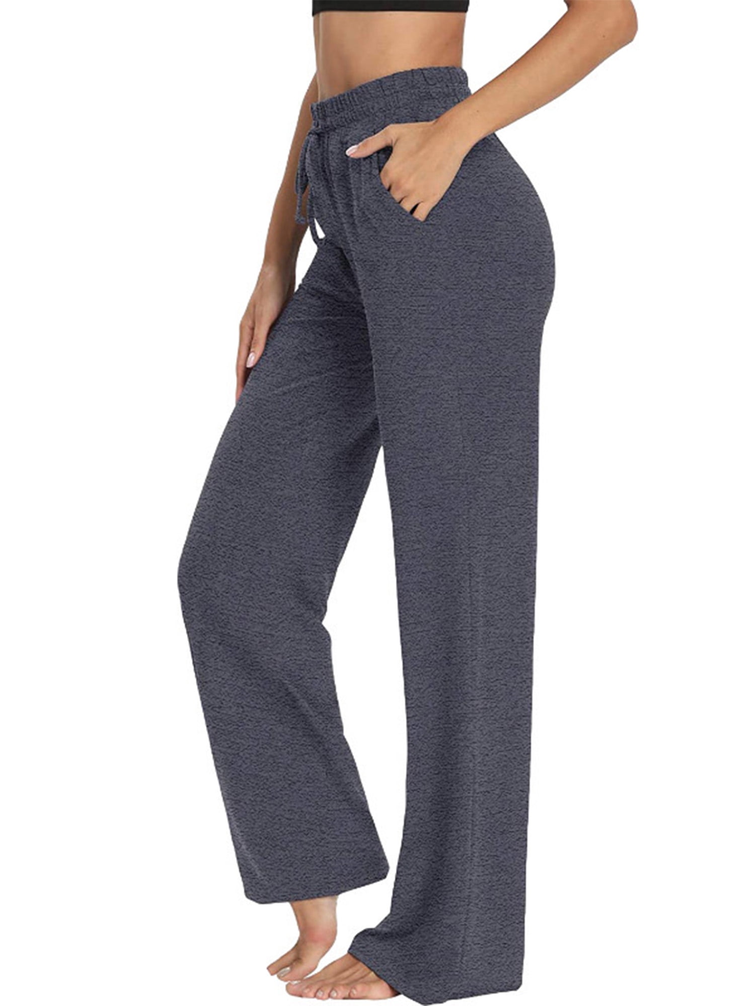Lululemon Charcoal Gray Drawstring Waist Straight Wide Leg Yoga Pants Size  8