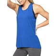 thumbnail image 1 of Frontwalk Women Workout Top Crew Neck Tank Tops Sleeveless Vest Yoga Racerback T Shirt Solid Color Tee Blue S, 1 of 3