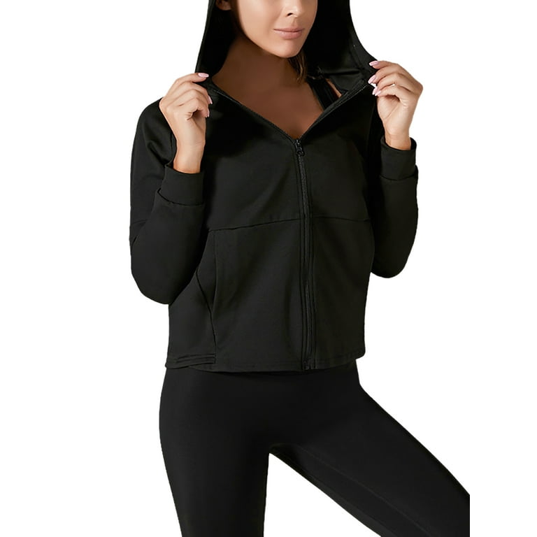 Black yoga jacket womens clearance