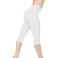 thumbnail image 1 of Frontwalk Women Workout Yoga Capris Leggings Solid Color Casual Pants Elastic Waist Capris Pants Jeggings White 3XL, 1 of 3