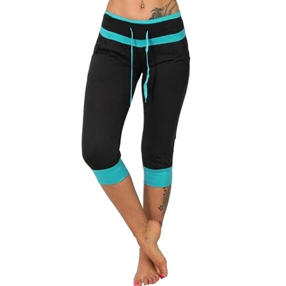 Frontwalk Women Yoga Pants with Pockets Capri Lounge Crop Jogger Workout Drawstring Running Sweat Pants