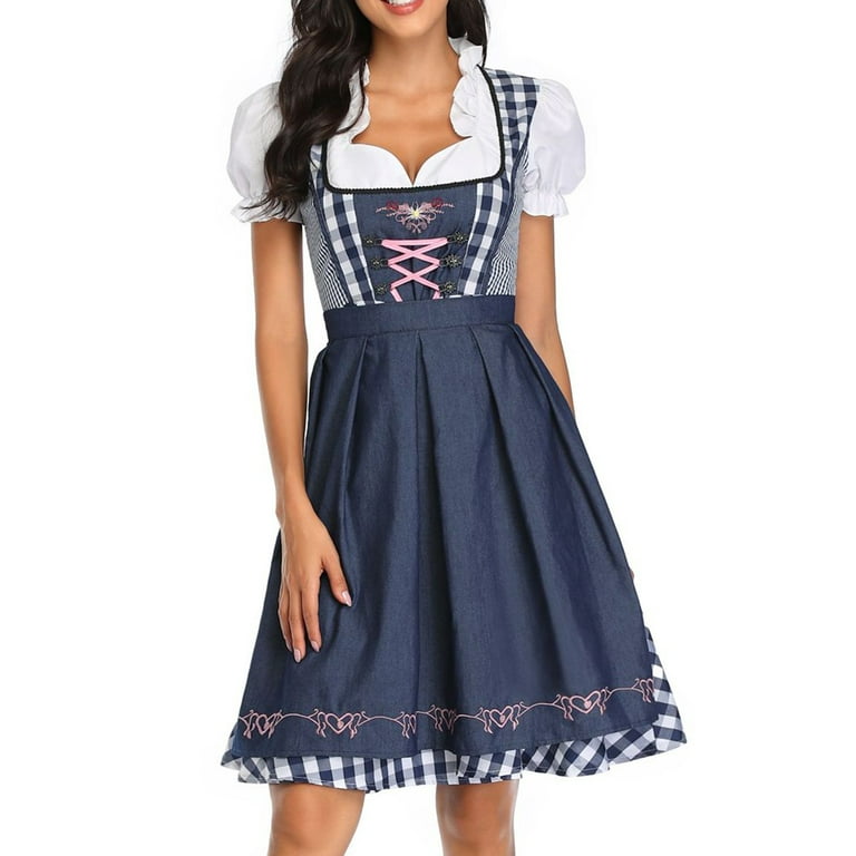 Frontwalk Women s Dirndl Traditional Midi Dress Maid 3 Pieces