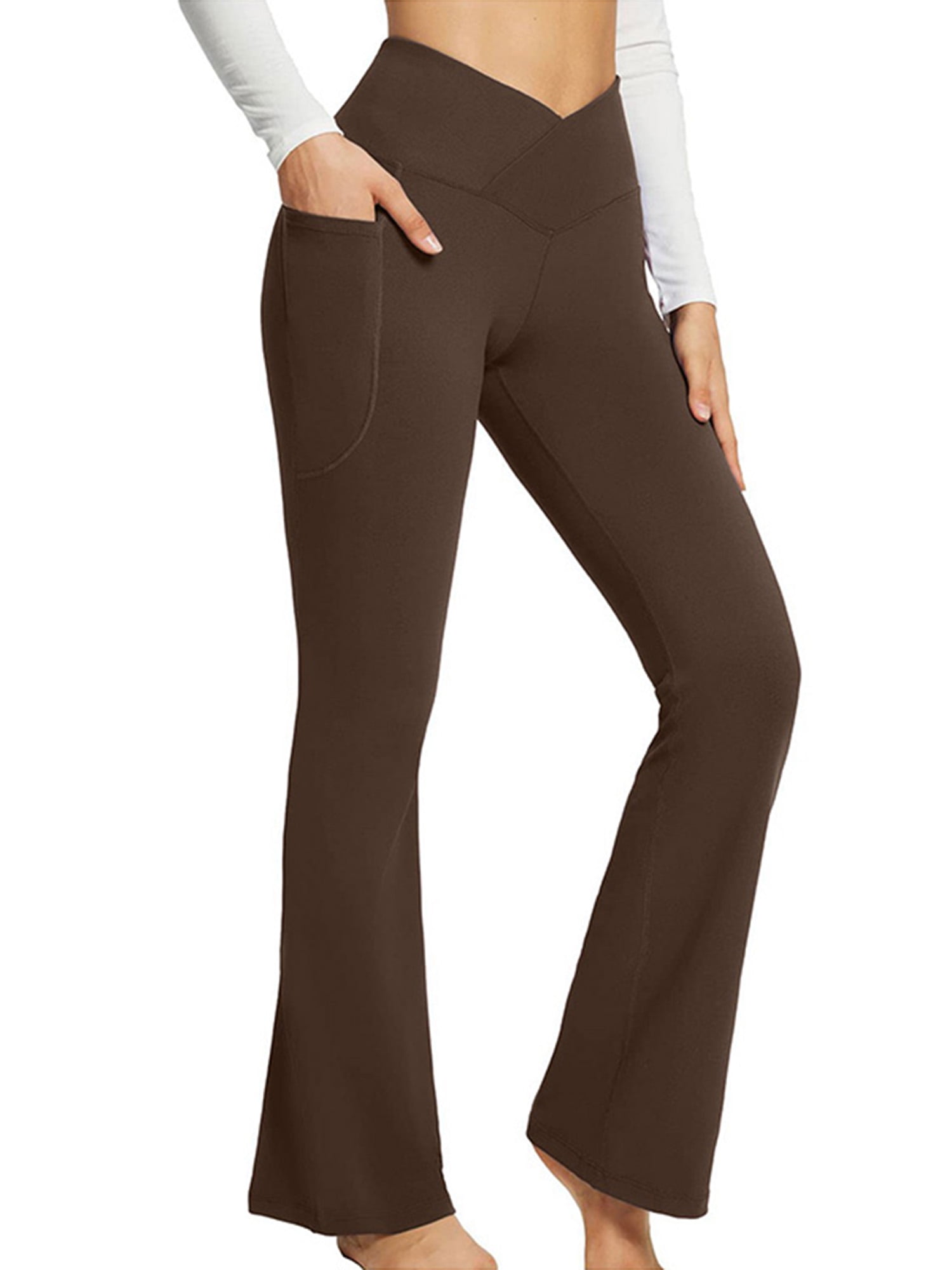 Frontwalk Women's Flare Yoga Pants Crossover High Waisted