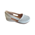 thumbnail image 1 of Frontwalk Women's Shoes Hollow Out Sandals Slip On Wedge Sandal Summer Breathable Flats Ladies Closed Toe Wedges White 8.5, 1 of 3