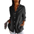 thumbnail image 1 of Frontwalk Womens Blouses Button-Down Shirts Soft Tops Collared Casual Work Shirt Black S, 1 of 5