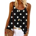 thumbnail image 1 of Frontwalk Womens Sexy Spaghetti Strap Shirts Flower Print Tank Tops Fsahion Boho Floral Printed Cami Shirts Loose Casual Sleeveless T-shirts Black 3XL, 1 of 2