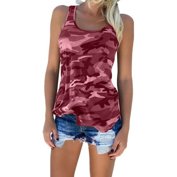 Frontwalk Womens Camo Tank Athletic Shirts Running Muscle Shirts Sleeveless Workout Gym Clothes Racerback Tank Tops for Women