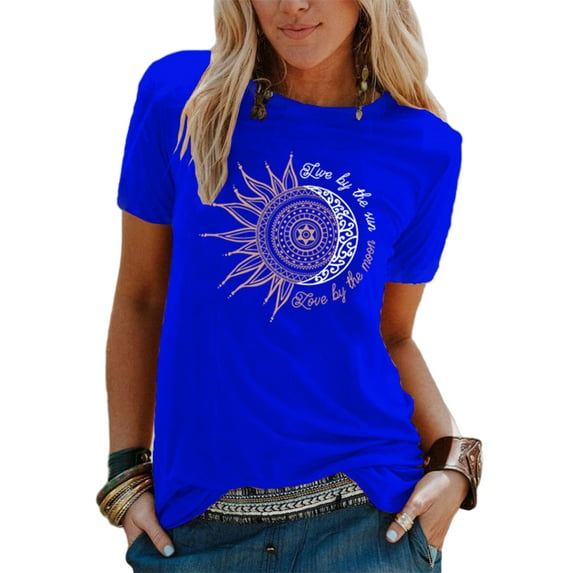 Frontwalk Womens Casual Loose Tunic Top Cute Graphic Print Summer Beach Blouse Daily Holiday Beach Tees Shirts