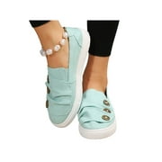 Frontwalk Womens Casual Shoes Canvas Flats Lightweight Loafers Walking Breathable Sneakers Women Slip On Green 7.5