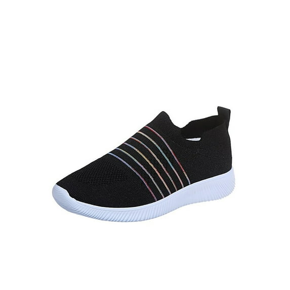 Frontwalk Womens Casual Shoes Slip On Sneakers Comfort Flats Work Breathable Sock Sneaker Women Non-Slip Walking Shoe Black 8