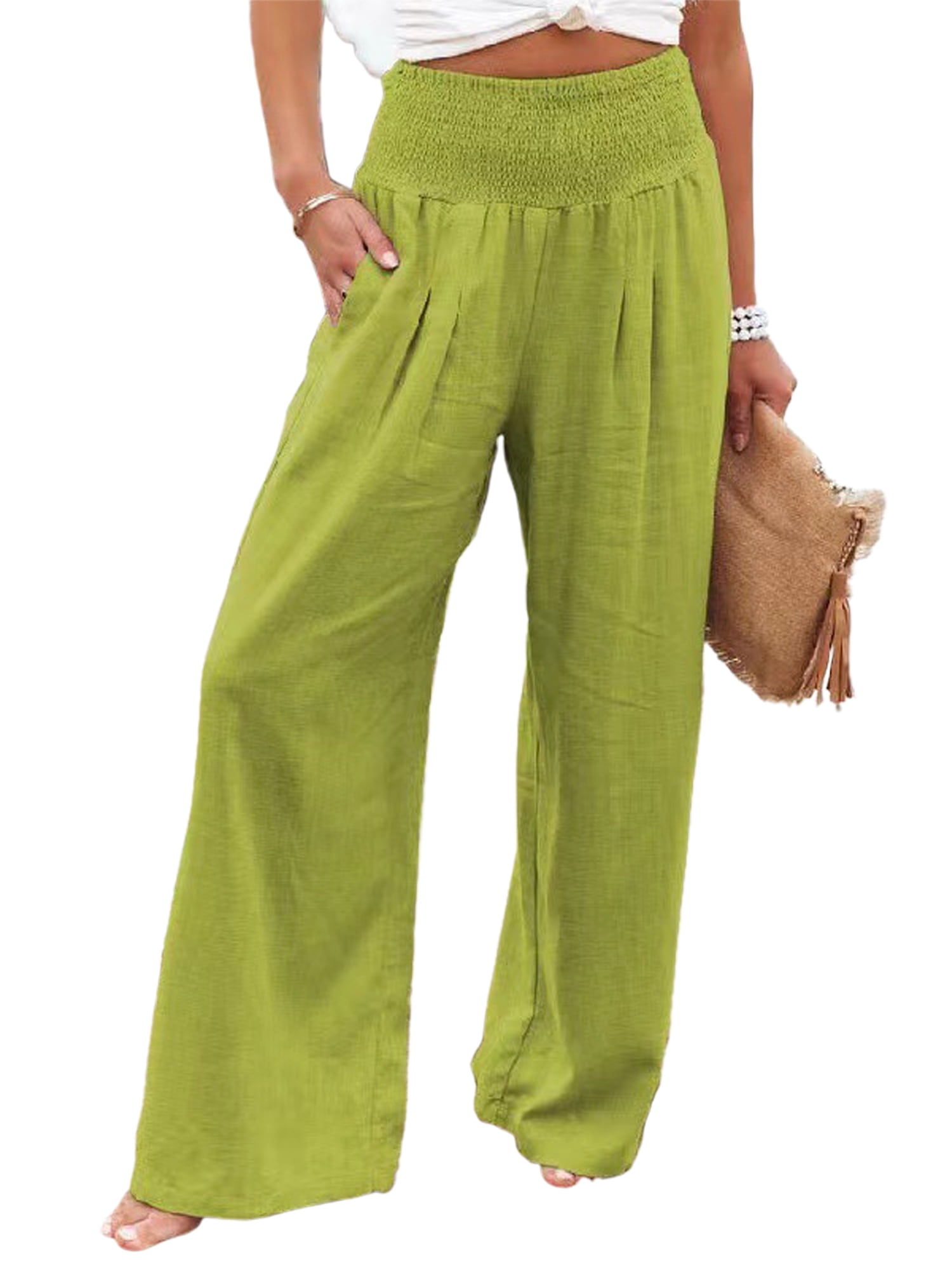 Linen-blend pull-on trousers - Khaki green - Ladies | H&M
