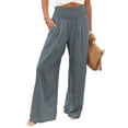 thumbnail image 1 of Frontwalk Womens Cotton Linen Loose Fit Casual Pants Elastic Waist Yoga Summer Beach Trousers Pants with Pockets Gray 2XL, 1 of 5