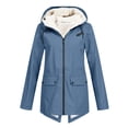 thumbnail image 1 of Frontwalk Womens Hooded Parka Coat Winter Thicken Fleece Down Jacket Overcoat Mid Length Zipper Outerwear Sky Blue M, 1 of 3