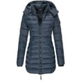 thumbnail image 1 of Frontwalk Women Winter Quilted Jacket Hoodies Coat Solid Color Outwear Long Sleeve Hooded Jacket Coats, 1 of 2