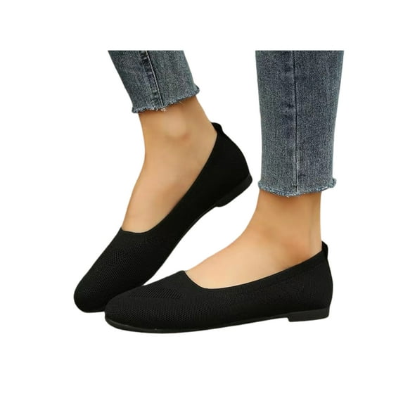 Frontwalk Womens Loafers Round Toe Flat Shoes Slip On Flats Ballets Lightweight Casual Women Comfort Dress Shoe Black 9