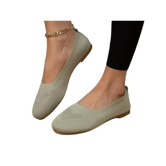 Frontwalk Womens Loafers Round Toe Flat Shoes Slip On Flats Ballets Lightweight Casual Women Comfort Dress Shoe Light Green 11