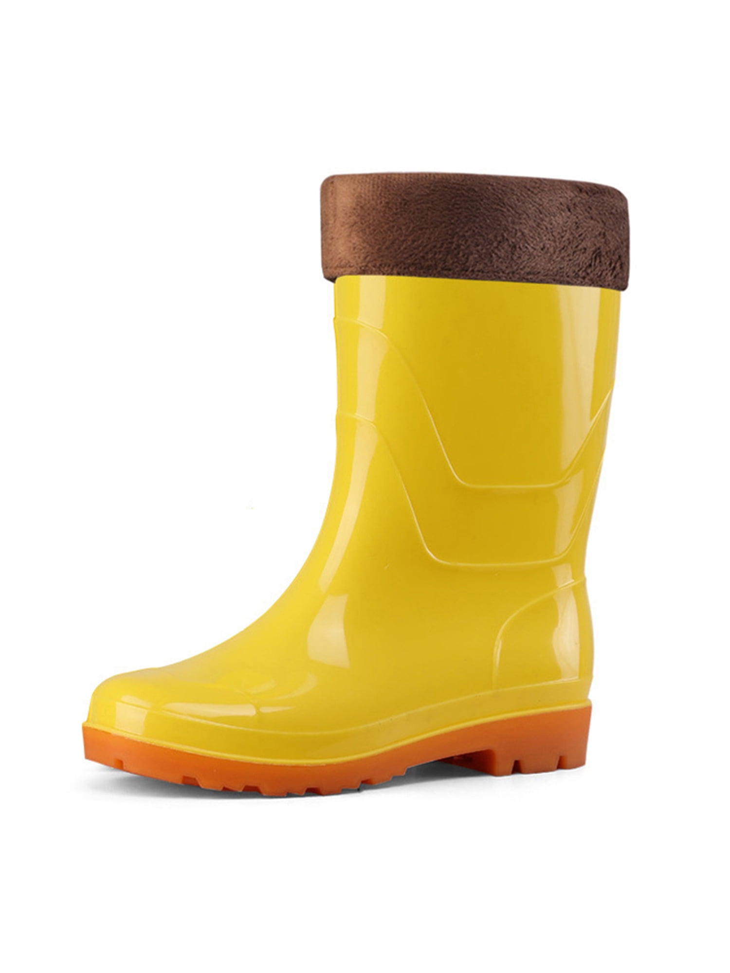 Frontwalk Womens Mens Rubber Boot Lightweight Rain Boots Wide Calf Garden Shoes Work Comfort Waterproof Unisex Slip Resistant Rainboot Yellow Tall Tube 9.5 Walmart