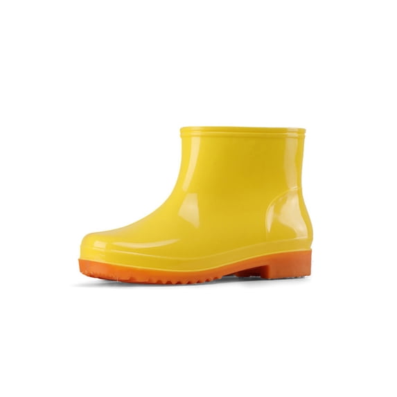 Frontwalk Womens Mens Rubber Boot Lightweight Rain Boots Wide Calf Garden Shoes Work Comfort Waterproof Unisex Slip Resistant Rainboot Yellow Short Tube 8.5