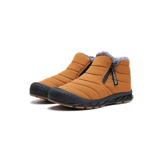 Frontwalk Womens Mens Winter Boot Plush Lined Warm Shoes Casual Snow Boots Walking Cold Weather Ankle Booties Unisex Zipper Camel 13