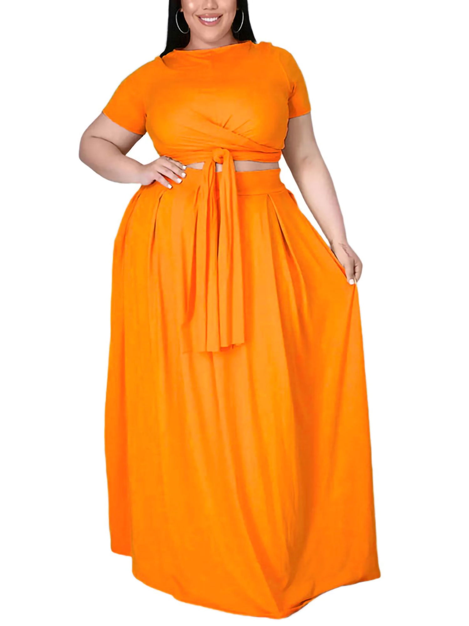  KELOVEPAN Plus Size Maxi Skirt Sets Women 2 Piece
