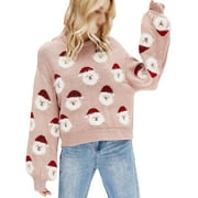 Frontwalk Womens Pullover Sweaters Christmas Ugly Knitted Jumpers Long Sleeve Xmas Holiday Party Blouse Tops Black M