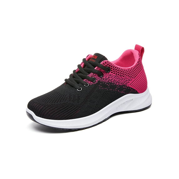 Frontwalk Womens Running Shoes Breathable Mesh Walking Sneakers lightweight Lace-up Woman Running Athletic Shoes Comfort Trainers Black 7