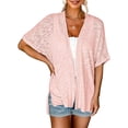 thumbnail image 1 of Frontwalk Womens Shirt Cardigan Short Sleeve Cover Up Solid Women's Loose Tops Open Front Pink XL, 1 of 6