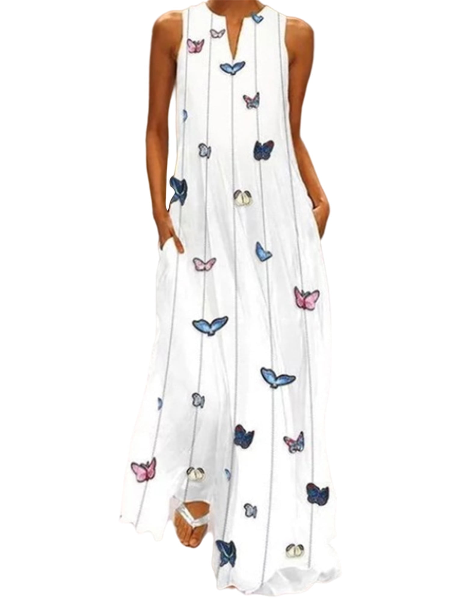 knee length dresses for ladies Butterfly Print Maxi Dress – Mainstream Boutique Hudson main image 0