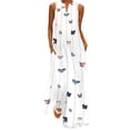 thumbnail image 1 of Frontwalk Womens Sleeveless Pockets V-Neck Long Maxi Dress Casual Bohemian Butterfly Print Long Dress, 1 of 9