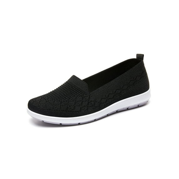 Frontwalk Womens Sneakers Non-Slip Flats Slip On Casual Shoes Travel Comfort Loafers Women Round Toe Walking Shoe Black 5.5