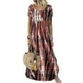 thumbnail image 1 of Frontwalk Womens Summer Maxi Dress Short Sleeve Crew Neck Casual Long Beach Dresses Tie Dye Sundress Lounge T Shirt Dress, 1 of 2