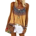 thumbnail image 1 of Frontwalk Women Basic Strappy Vest Floral Print Sexy Pullover Ladies Spaghetti Strap Holiday Cami Yellow L, 1 of 3