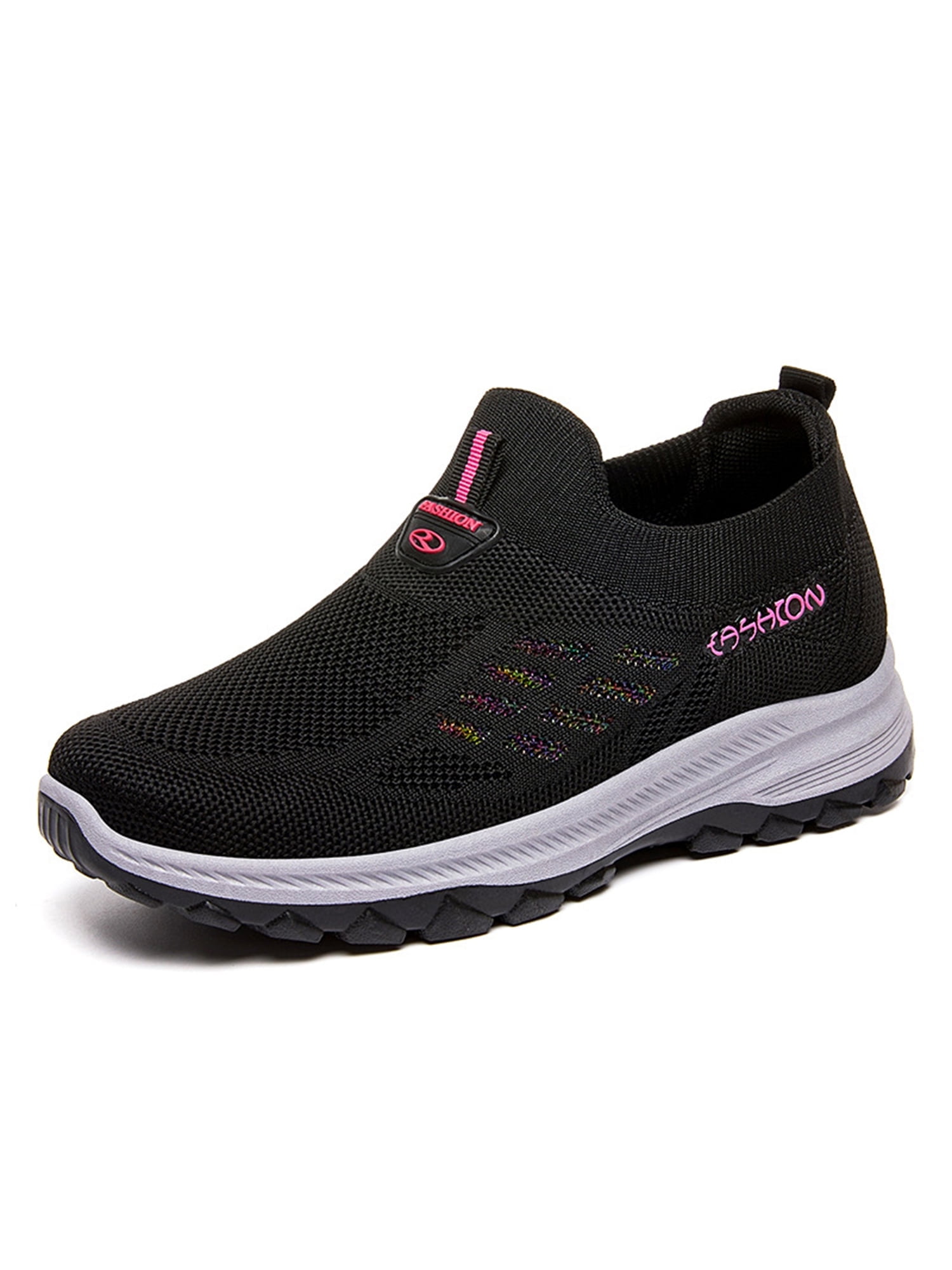 Frontwalk Womens Walking Shoes Slip On Sock Sneaker Non-Slip Casual Shoe Running Lightweight Sneakers Women Comfort Trainers Black 7.5