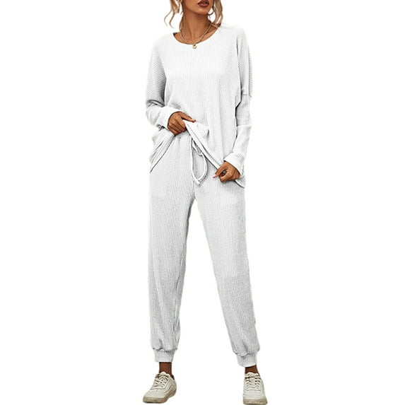Frontwork 2 Piece Plus Size Outfits Casual Sweatsuits Pants Set Love Print Jogging Workout Tracksuit Sets Winter Loose Activewear Set
