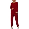 thumbnail image 1 of Frontwork 2 Piece Plus Size Outfits Casual Sweatsuits Pants Set Love Print Jogging Workout Tracksuit Sets Winter Loose Activewear Set, 1 of 4