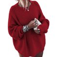 thumbnail image 1 of Frontwork Chunky Knit Sweater for Women Lightweight Oversized Pullover Tops Long Sleeve Loose Cozy Casual Knitwear Jumper Tunic Blouse Tops, 1 of 2