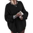 thumbnail image 1 of Frontwork Chunky Knit Sweater for Women Lightweight Oversized Pullover Tops Long Sleeve Loose Cozy Casual Knitwear Jumper Tunic Blouse Tops, 1 of 2