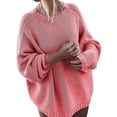 thumbnail image 1 of Frontwork Chunky Knit Sweater for Women Lightweight Oversized Pullover Tops Long Sleeve Loose Cozy Casual Knitwear Jumper Tunic Blouse Tops, 1 of 3